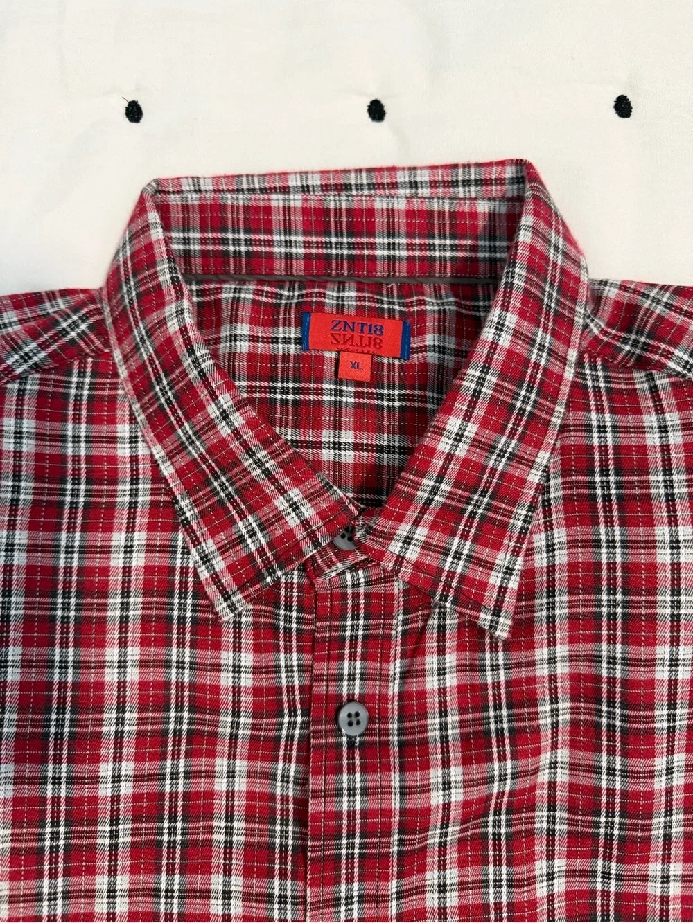 Men's Red Plaid Long Sleeve Button-Up Shirt